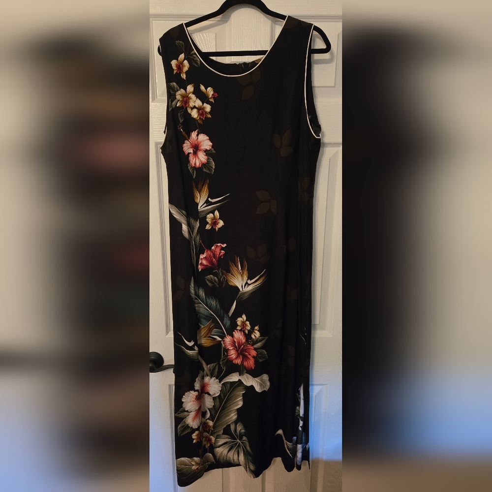 Paradise Bay Hawaiian Print Maxi Sheath Dress Made In Hawaii
